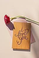 Vista 2 de Tarjeta de madera con texto en inglés "I Love You" (regalos personalizados, mensaje personalizado, aniversario, boda, cumpleaños, solo porque sí)