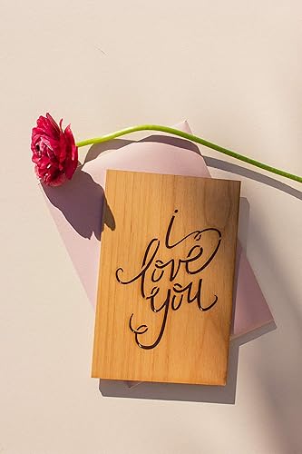 Miniatura 2 de Tarjeta de madera con texto en inglés "I Love You" (regalos personalizados, mensaje personalizado, aniversario, boda, cumpleaños, solo porque sí)