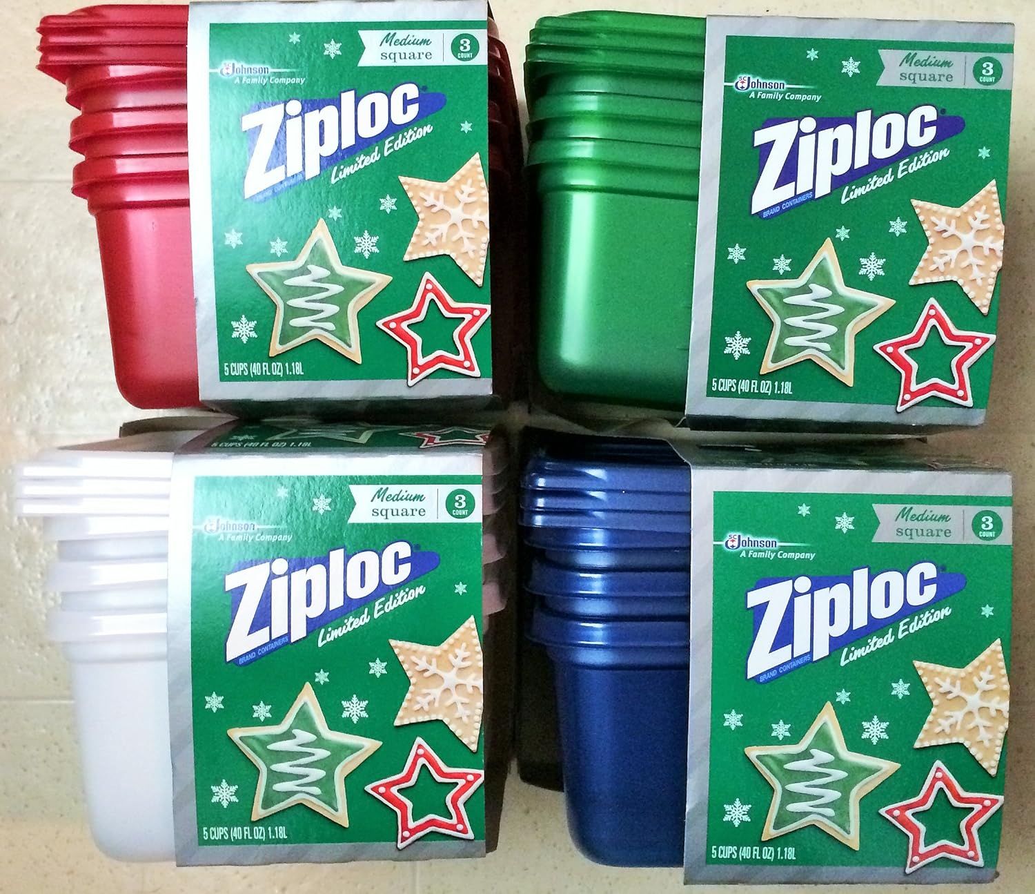 Ziploc Limited Edition Holiday Colored Storage Containers