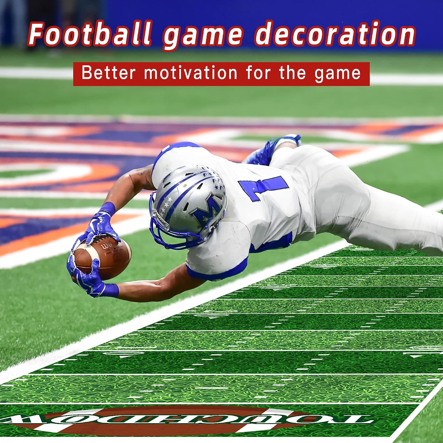 Football Floor Runner,118" Long Football Field Aisle Runner,Touchdown Football Runner Floor for Super Bowl Game Day Party Decoration Supplies (Green)