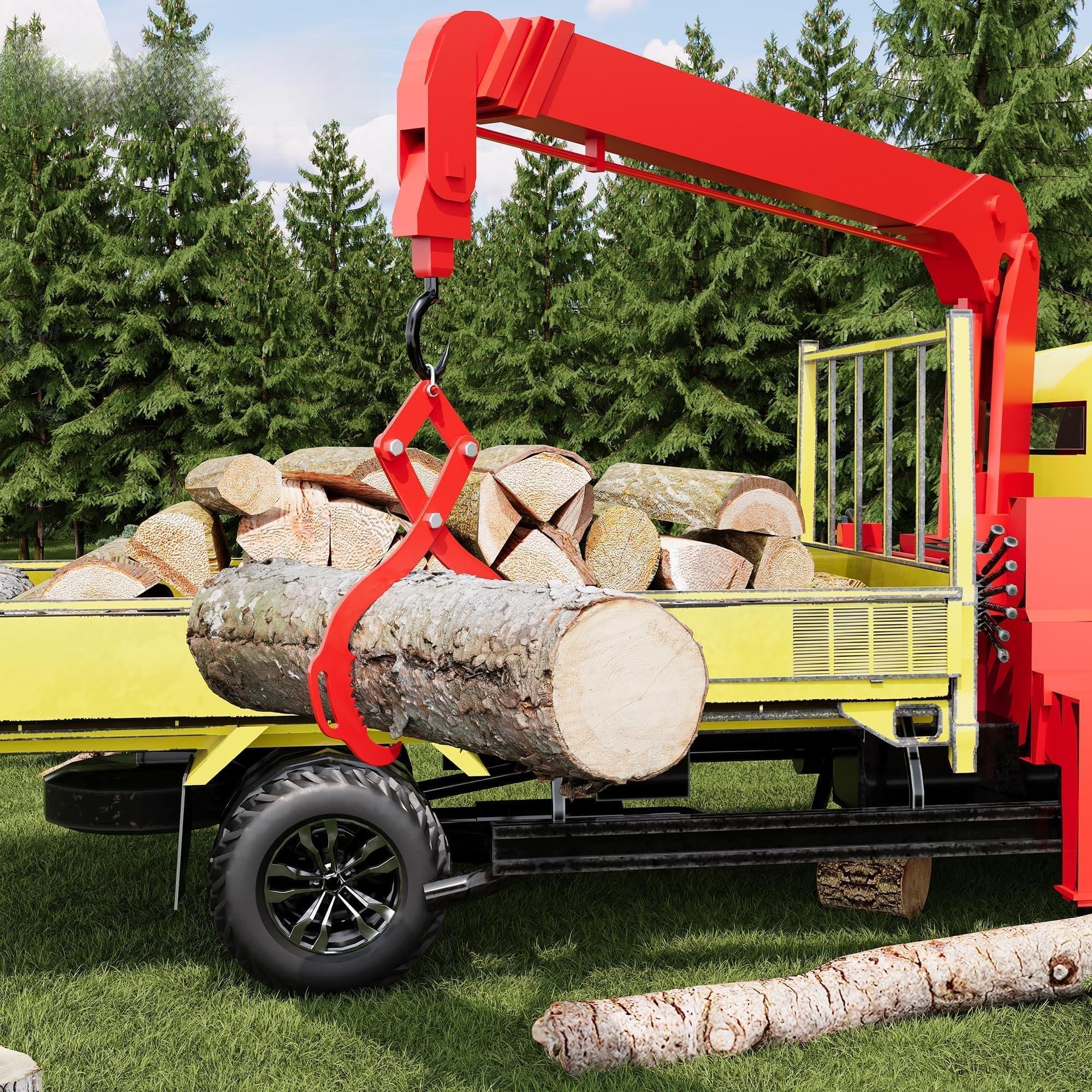 Pinza Sollevatronchi Forestale Professionale, Doppio Gancio Dentato in Acciaio Resistente, Portata 1000 kg, 32 Pollici | Accessorio Agricolo Robusto Per Trattori e Camion