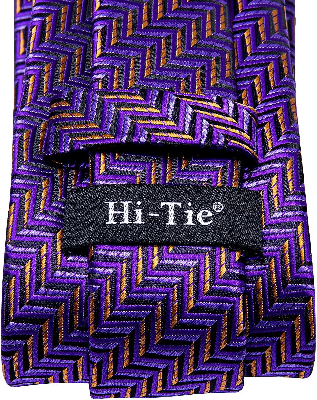 Hi-Tie Men Ties Sets Silk Stripe Paisley Necktie Pocket Square Cufflinks for Business Wedding - Image 5
