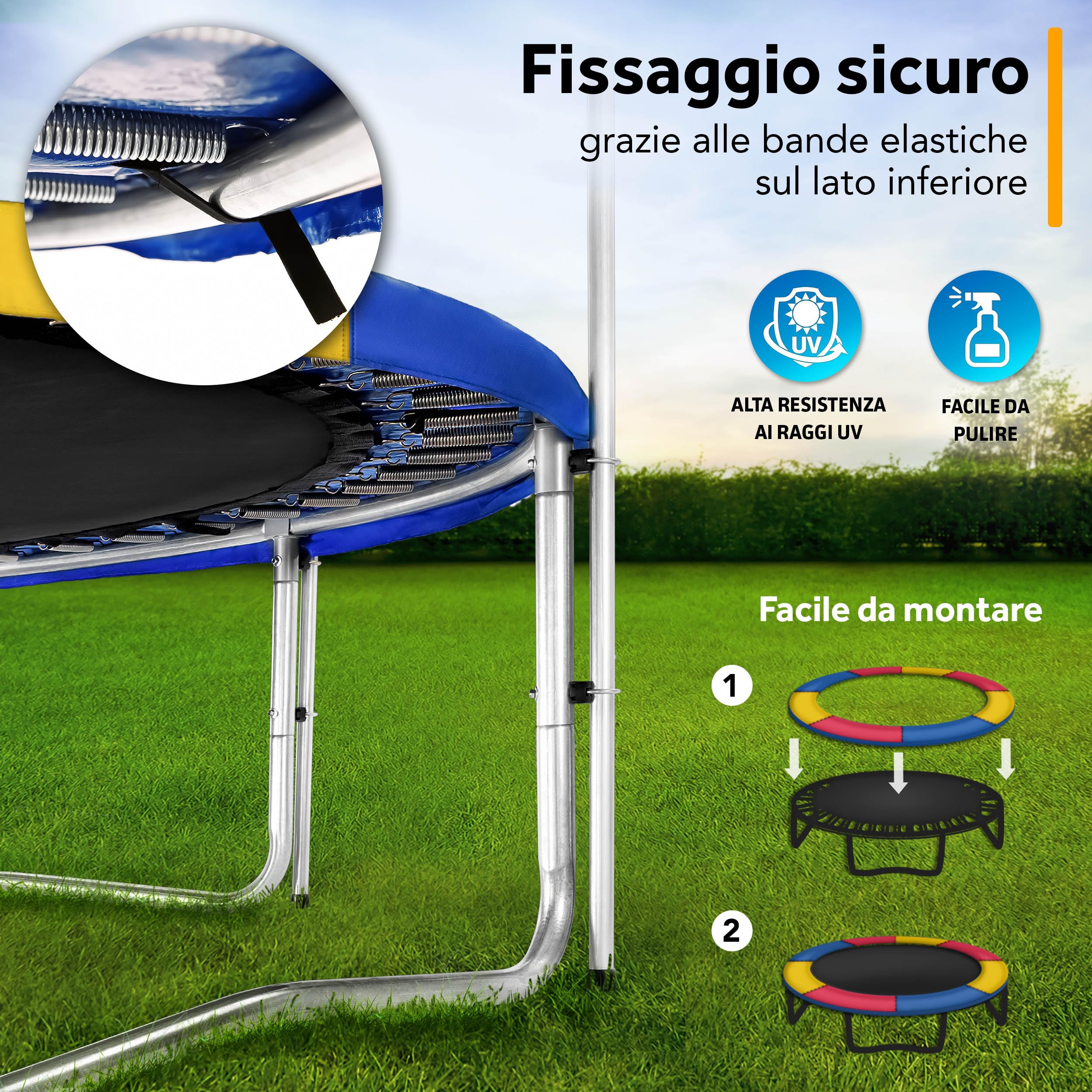 KIDUKU® Copertura Bordo Imbottitura Protettiva per Cornice Trampolino Bordo Protezione Elastico Giardino 244 305 366 427 cm