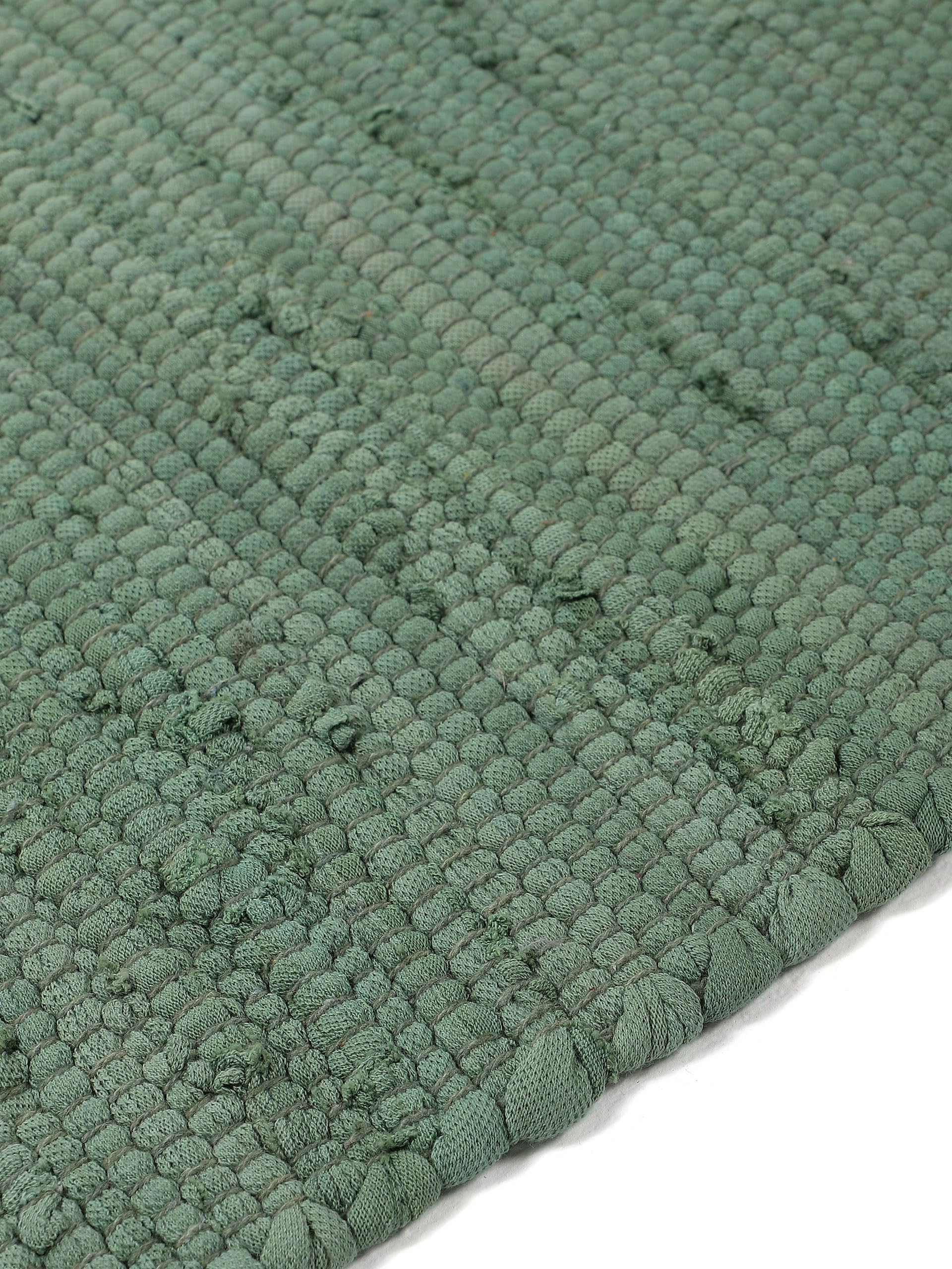 carpetfine Tappeto a tessitura Kilim Chindi Uni verde 140x200 cm, tessuto a mano | Tappeto moderno reversibile in cotone per soggiorno e camera da letto con frange