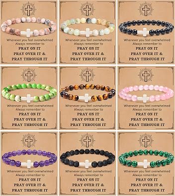 BROCC 9 Pcs Cross Bracelets for Women Men | Christian Gifts, Religious Gifts, Cross Beaded, Easter Catholic, Christian Jewelry