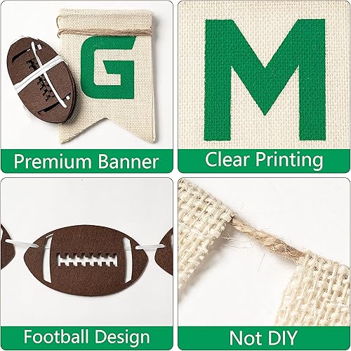 Miniatura 3 de Banners de arpillera y fieltro de fútbol, sin bricolaje, 2 unidades, pancarta de fieltro para colgar en el juego, decoración de fiesta, deportes,