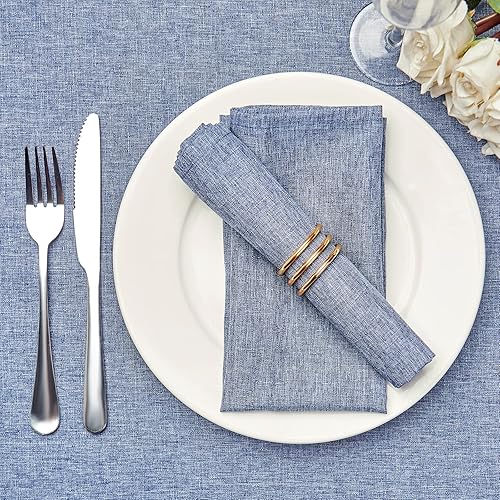 Mebakuk Juego de 6 servilletas de tela de primera calidad de 17 x 17 pulgadas, lavables en color liso, estilo lino, servilletas de mesa suaves para