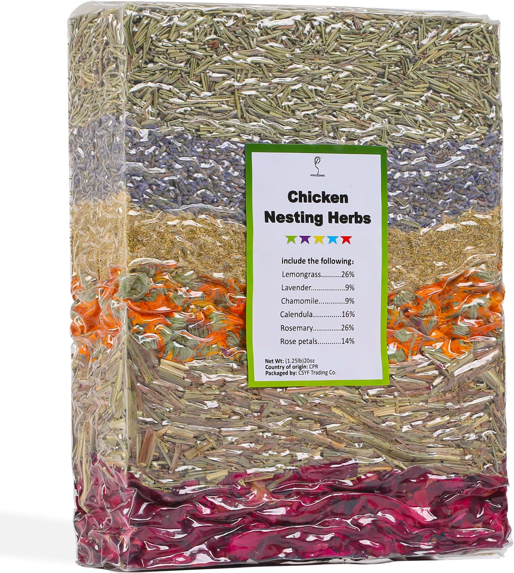 Chicken Nesting Box Herbs 20oz Vacuum-Packed, Natural 6 Dried Herbs for Chicken Coop Freshness, Healthy Hens, Optimal Egg Production and Reduced Stress