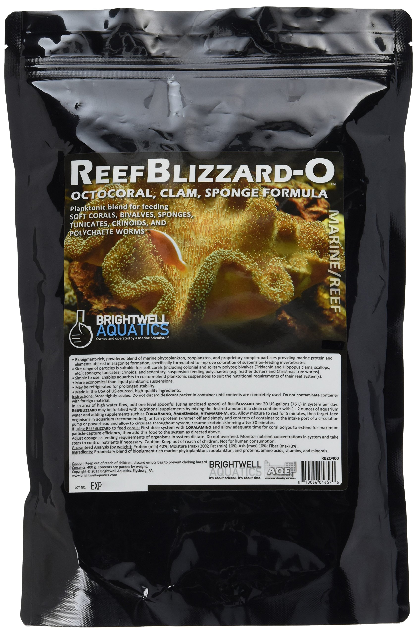 Brightwell Aquatics Reef Blizzard-O Powdered Planktonic Food Blend for Octocorals & Bivalves, 800g