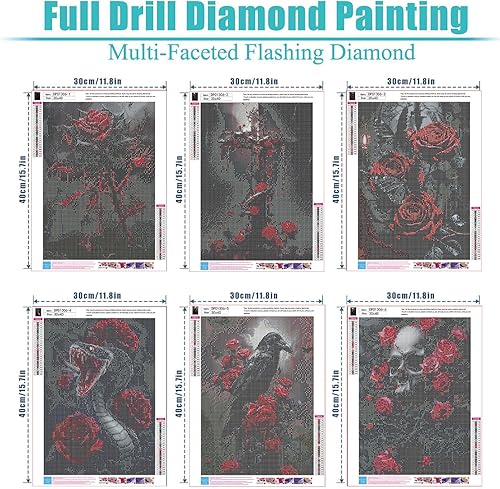 Miniatura 4 de YULIDECO Kit de arte de diamantes de Halloween para adultos, arte de diamantes góticos 5D, juego de 6 piezas, kit de pintura de diamante de taladro