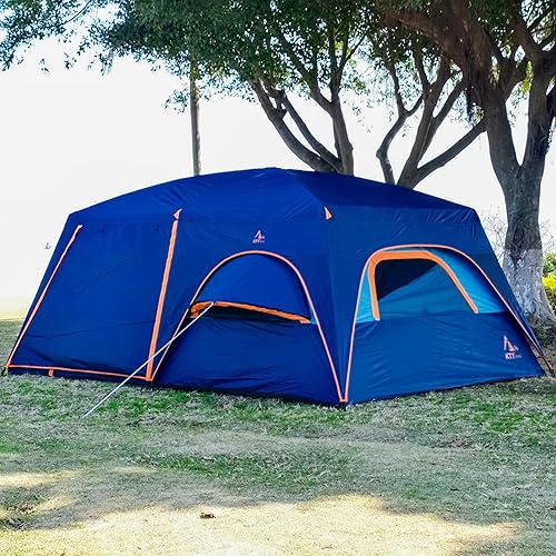 Miniatura 11 de KTT Extra Large Tent 12 Person,Full Rainfly,2 Bay-Windows,Family Cabin Tents,14'Lx10'Wx6.58'H,2 Rooms and 3 Doors 3 Windows with Azul oscuro-12