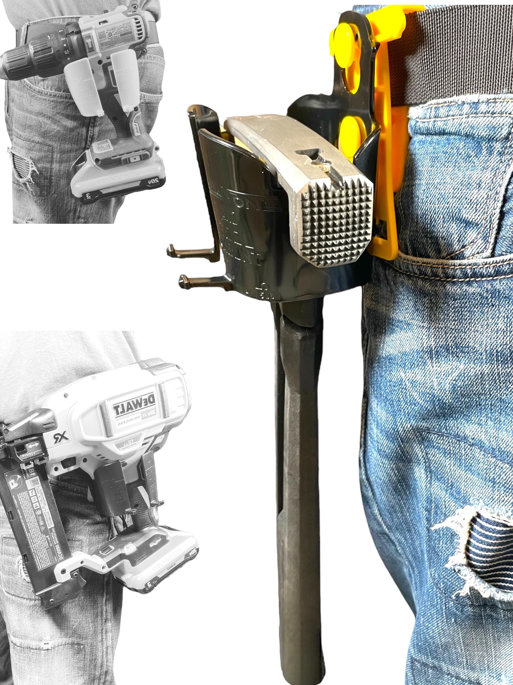 All-N-One PRO Tool Holster and Tool Organizer | Drill Gun Holster | Hammer Holster | Nail Gun Holster | Sqeed Square Holster | Hammer Loop