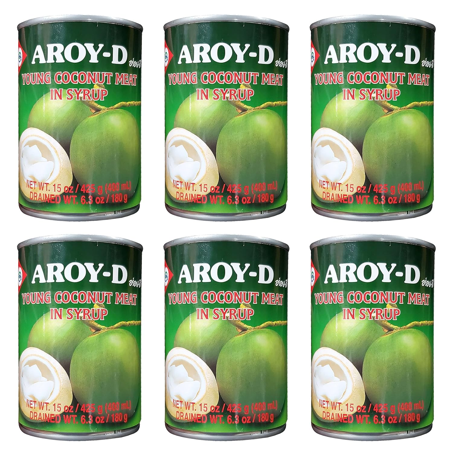 Amazon.com : Aroy-D Young Coconut in Syrup (6 Pack, Total of 90oz ...