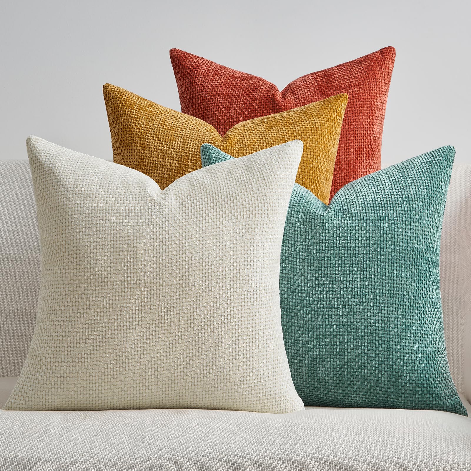 Topfinel Kissenbezug 4er Set Chenille Kissenbezüge für Wohnzimm Schlafzimmer Sofa