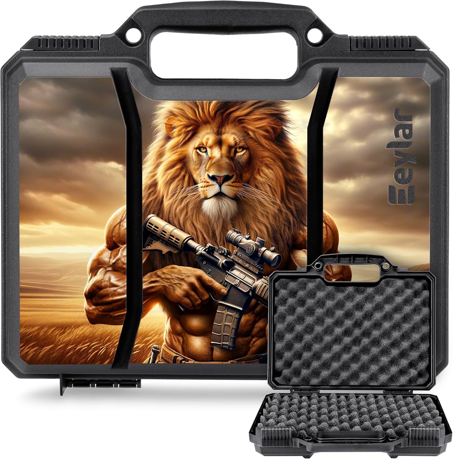 Eylar 11.7 inch Intact Series of Hard Shell Handgun Case with Foam - HD Graphic Case (Lion)