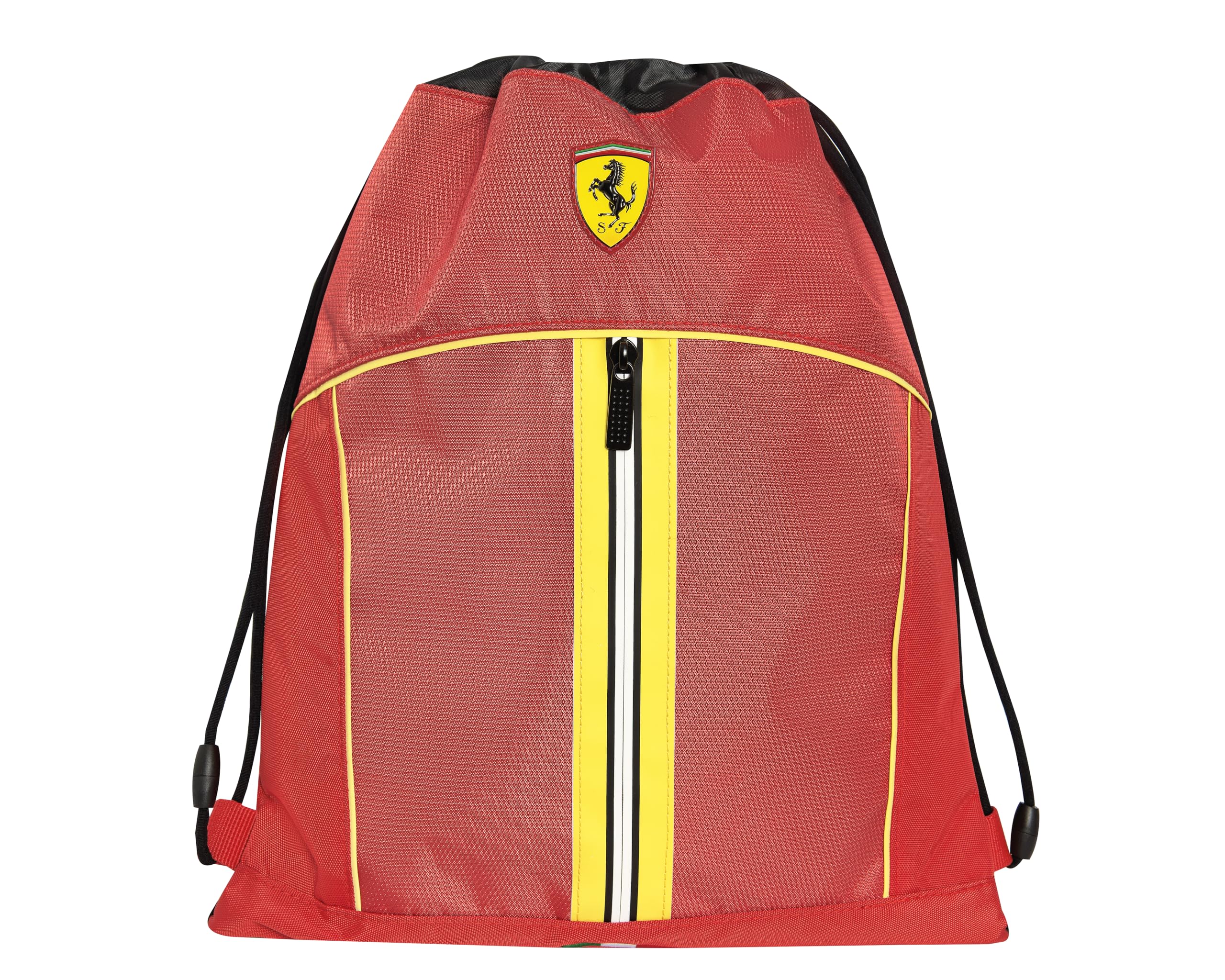 FERRARI KIDS - Sacca Coulisse Ufficiale Ferrari, Compatta e Versatile, Ideale per Palestra, Scuola, Viaggi, Portamerenda, Idea Regalo Bambini e Ragazzi, 35x42x2 cm, Rossa e Gialla