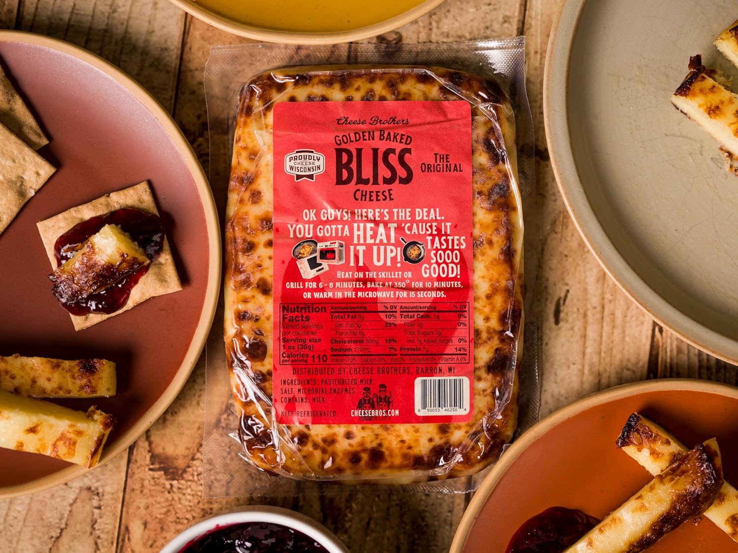Cheese Bros. Golden Baked Bliss Cheese | Made in Wisconsin | Heat & Eat | Fresh & Crispy | 4 Pack
