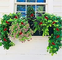 Vista 6 de Adornos de Navidad con clip cardenal, decoraciones navideñas, clips plateados, cuerpos flocados rojos con alas de plumas y cola, 20 piezas