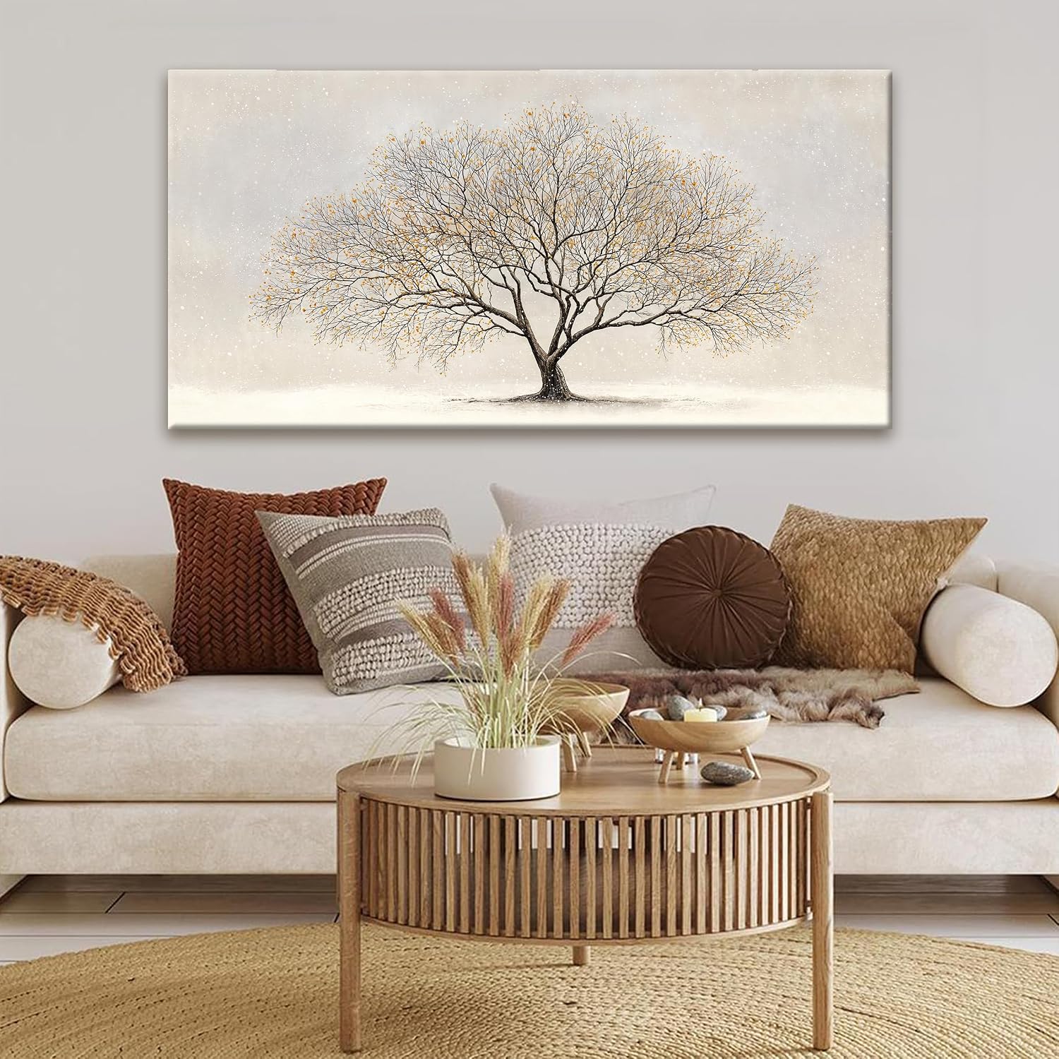 Canvas Art Wall Decor Modern Wall Art Pictures For Living Room Tree Of Life Wall Art Botanical Landscape Wall Art Canvas Wall Art Decor Artwork for Walls Home Kitchen Office Wall Decoration 24" X 48"