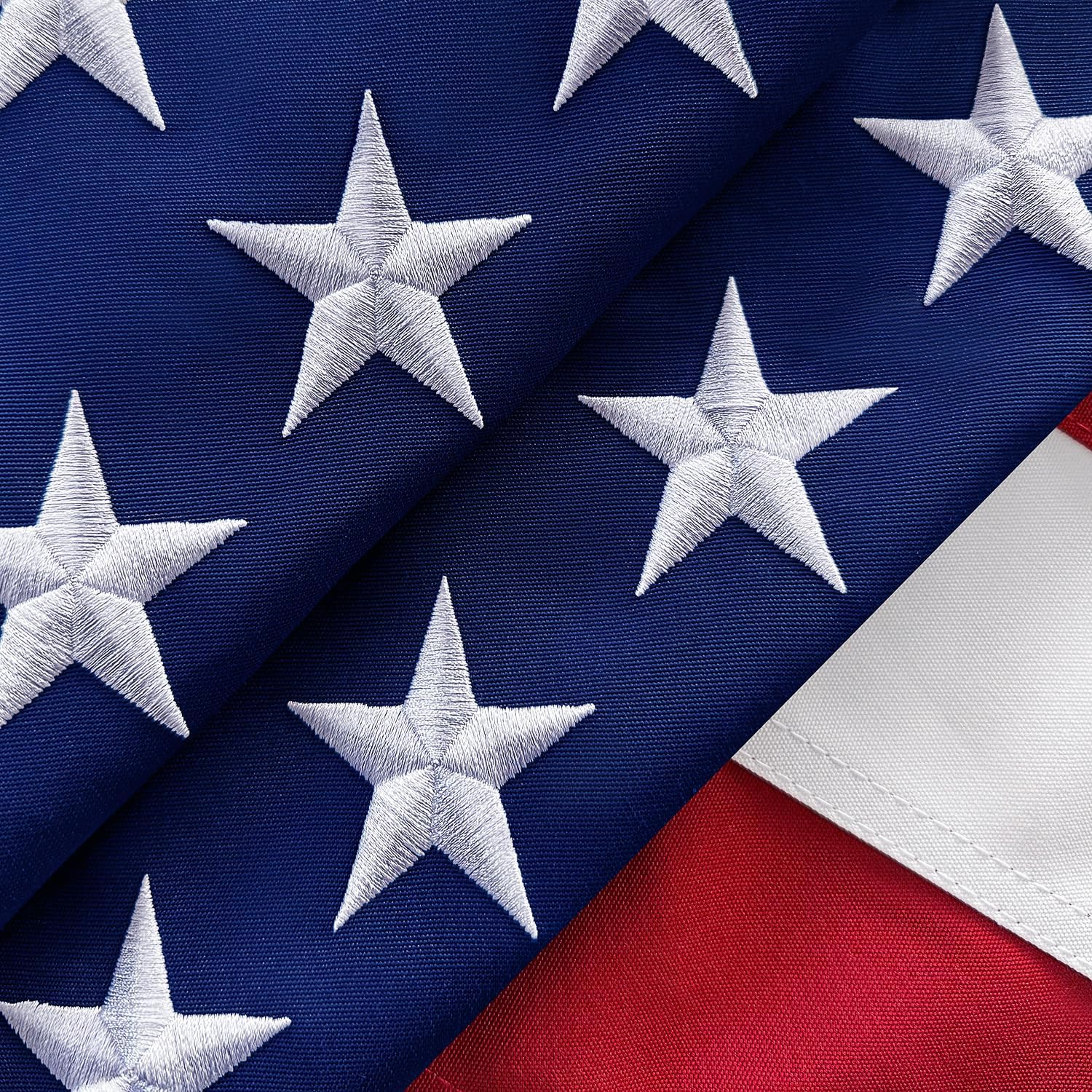 American Flag 4x6 FT Outdoor – Heavy Duty 240GSM Spun Polyester, Tear-Resistant & Waterproof, All-Weather High Wind US/USA Flag with Embroidered Stars, Sewn Stripes & Brass Grommets