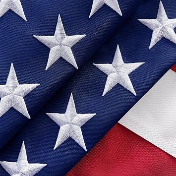 American Flag 4x6 FT Outdoor Heavy Duty 240GSM Spun Polyester, Tear-Resistant & Waterproof, All-Weather High Wind US/USA Flag with Embroidered Stars, Sewn Stripes & Brass Grommets