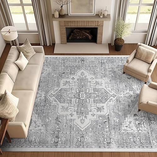 jinchan Alfombra de área tribal de 8 x 10 pies, alfombra lavable, suave, antideslizante, alfombra decorativa para dormitorio, aula, granja, color