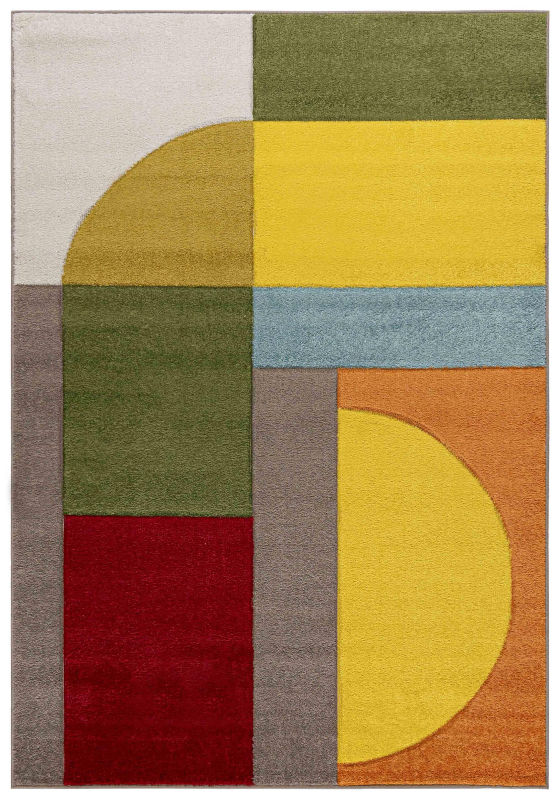 Mazovia Tappeto moderno geometrico a pelo basso - Tappeto colorato morbido per soggiorno, camera da letto, sala da pranzo - certificato ÖKO-TEX - Tappeto con motivo geometrico colorato 120 x 170 cm