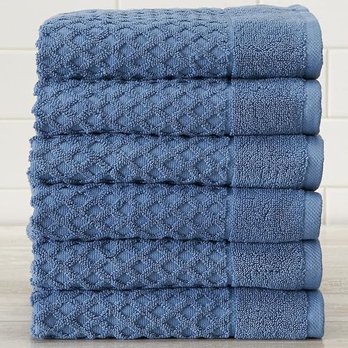 Miniatura 9 de Great Bay Home - Toallas de mano 100% algodón color azul, 6toallas de baño suaves para manos, altamente absorbentes y de secado rápido, colección