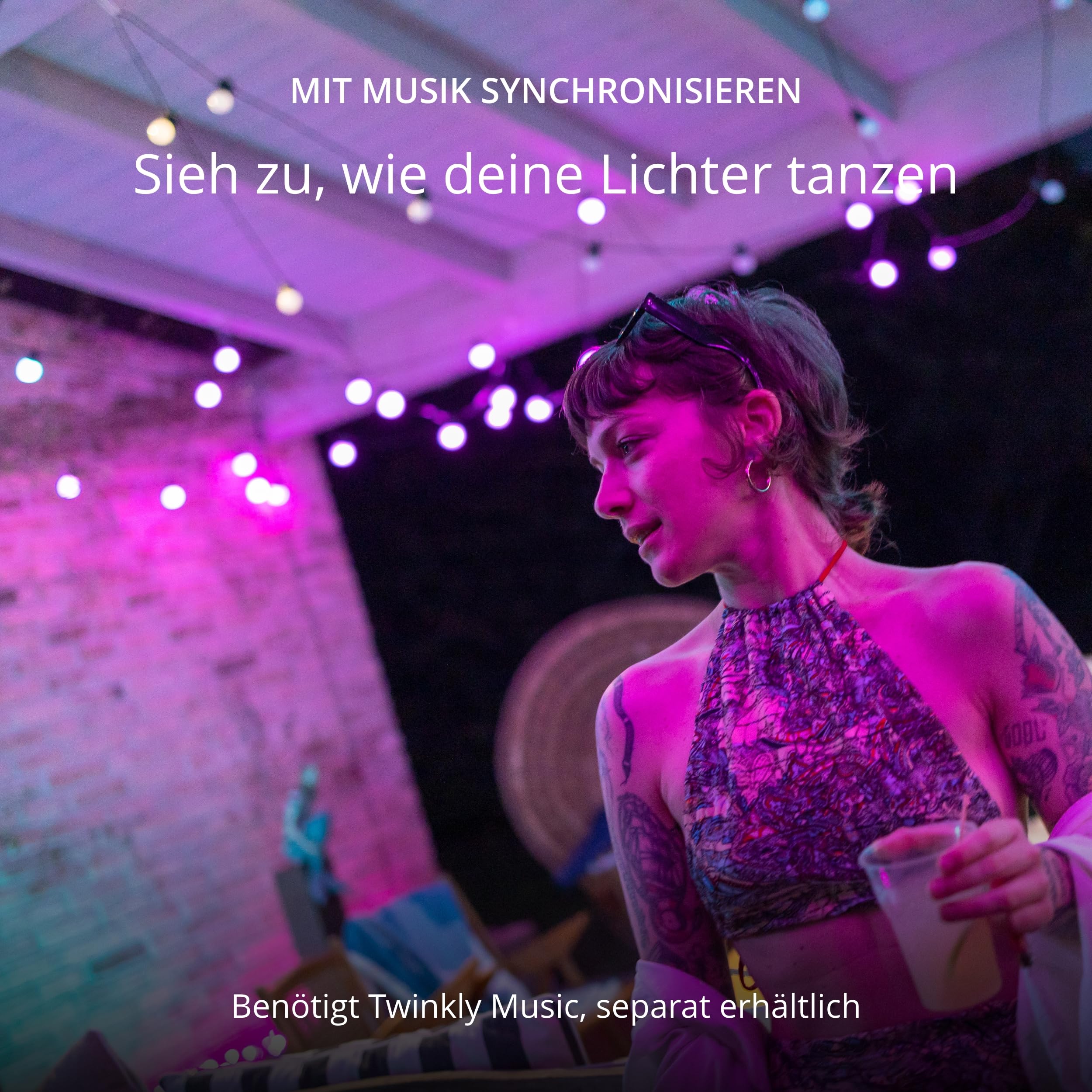 Twinkly Festoon 20 LED RGB, Lichterkette mit 20 LED-Lampen, Mehrfarbige RGB Außen- und Innenbeleuchtung, Kompatibel mit Alexa, Google Home, Gaming-Lichter, IP44, App-Steuerung, Schwarzes Kabel, 10m