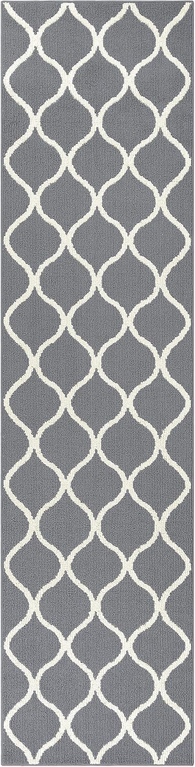 Maples Rugs Rebecca Contemporary Kitchen Rugs Non Skid Accent Area Carpet [Made in USA], 1'8 x 2'10, Grey/White: Furniture & Decor