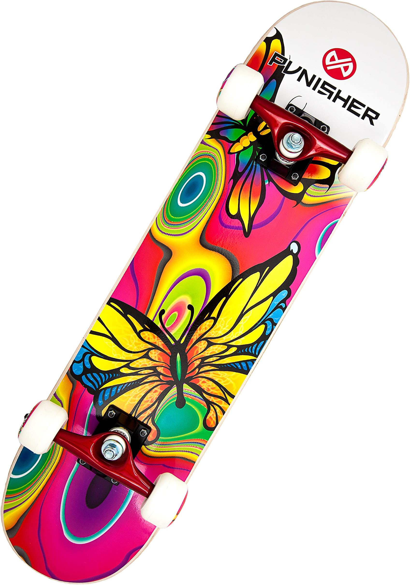 Punisher Girls Skateboard Complete with 31.5" x 7.75" Double Kick Concave Deck Canadian Maple ABEC-7 Bearings