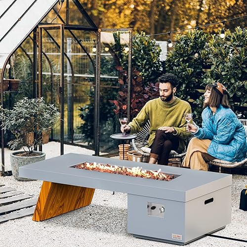 Miniatura 7 de Onlyfire - Mesa de fogata para exteriores de 60 pulgadas con rocas de lava y manguera de 12 pies, chimenea grande de gas propano, chimenea sin humo