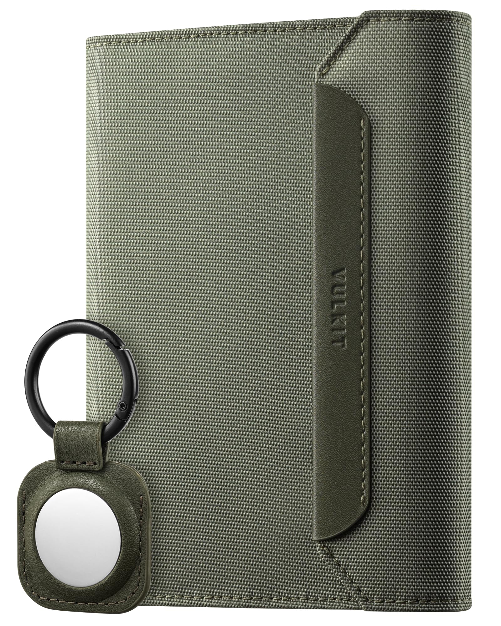 Passport Wallet with Detachable AirTag Holder, Vegan Leather Passport Holder, RFID Blocking, Travel Essential, Magnetic Closure, Green-image-13