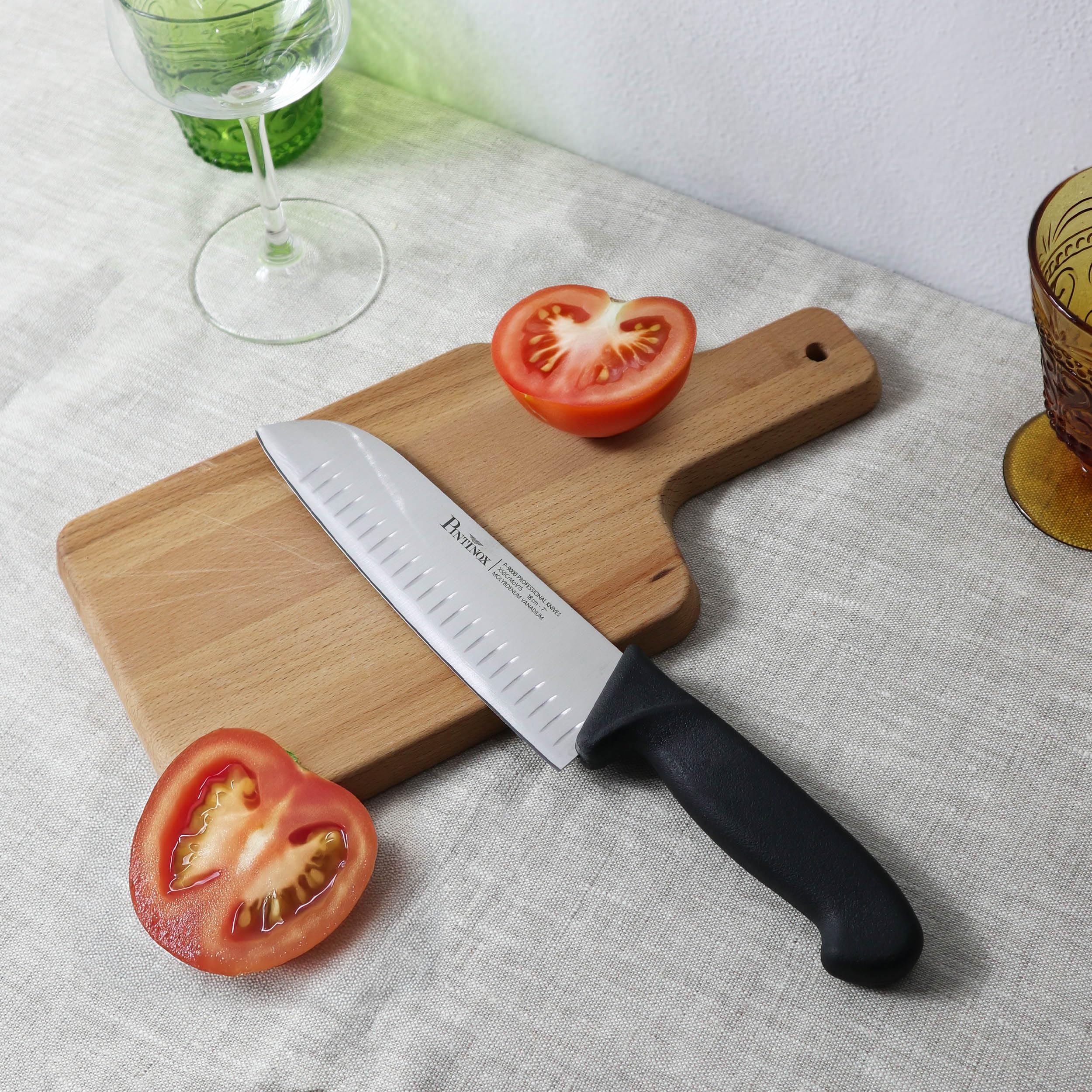 PINTINOX Coltello Santoku P-9000, lama 18 cm, Acciaio CrMoV15, manico Soft-touch