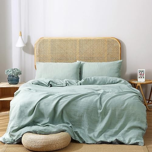 S VICTORY SYMBOL Juego de funda de edredón de lino puro, 3 piezas, juego de funda de edredón, 1 funda de edredón y 2 fundas de almohada, juego de
