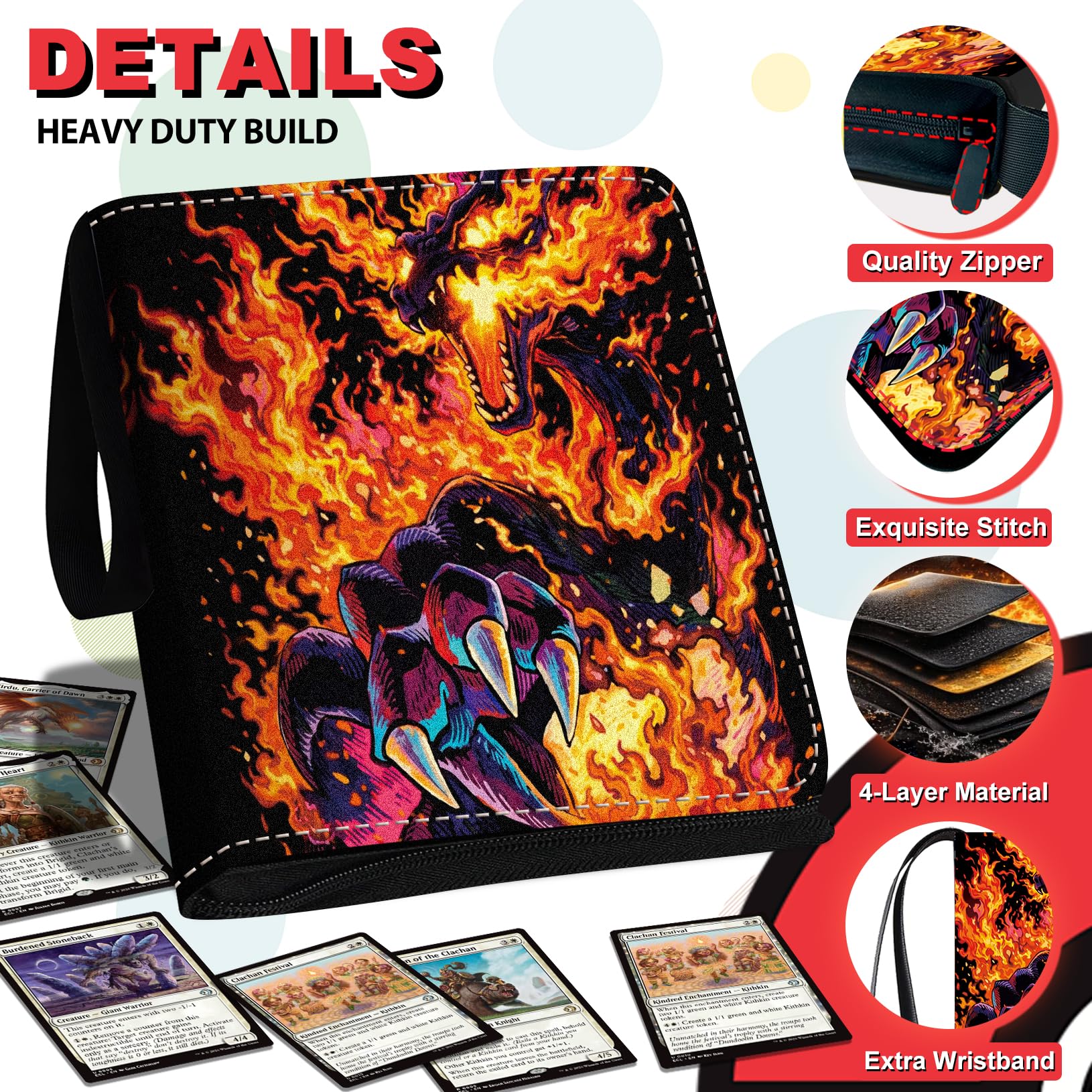 Raccoglitore per 1008 carte, 9 tasche, raccoglitore per carte collezionabili a 3 anelli, con maniche rimovibili da 56 pagine, ad alta capacità, impermeabile, porta carte collezionabili, per carte TCG