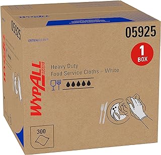 KIMBERLY-CLARK PROFESSIONAL WypAll® Critical Clean High Capacity Heavy Duty Foodservice Cloths (05925), White, 1 Box, 300 Sheets