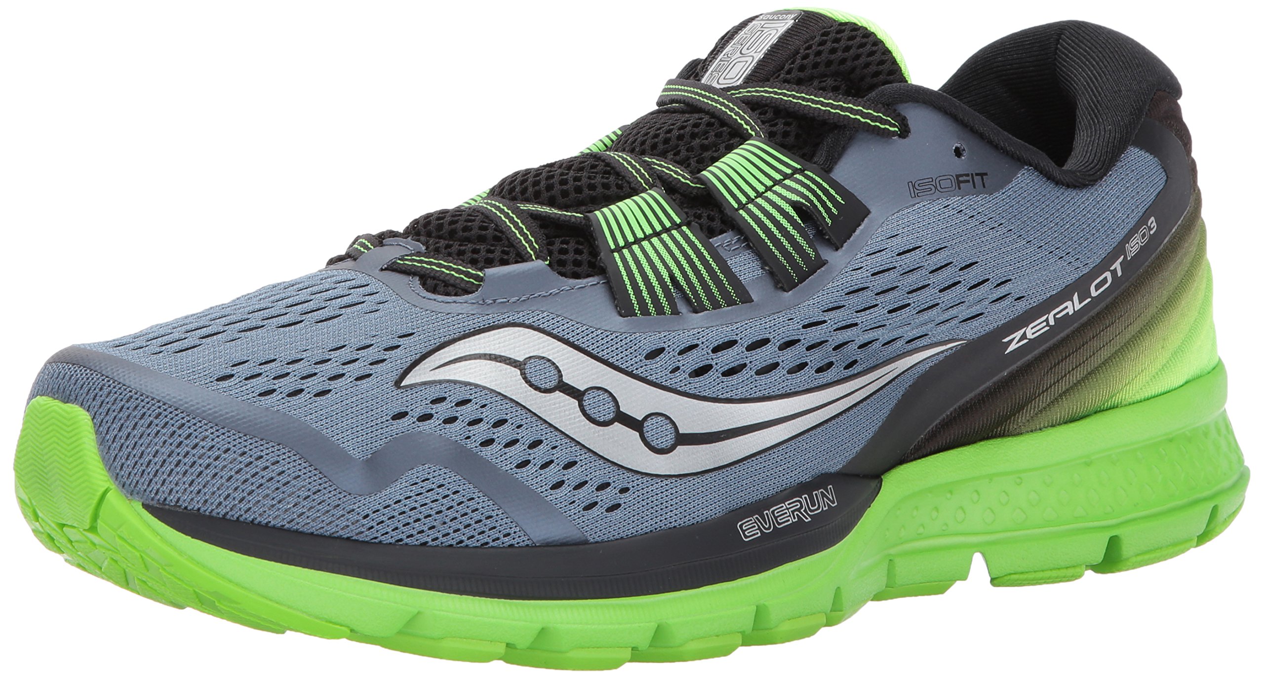 Saucony Men's Zealot ISO 3 Running Shoe, Grey Black, 9.5 M US
