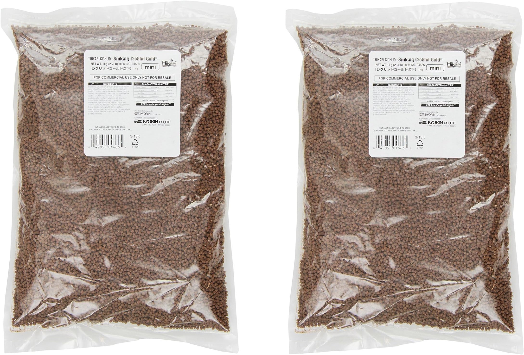(2 Pack) Sinking Cichlid Gold Pellets for Pets, Mini - 2.2 Pound Bags (4.4 Pounds Total)
