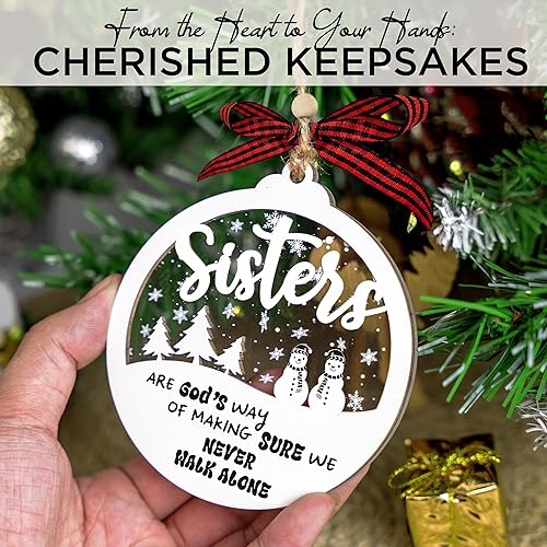 Miniatura 3 de Adornos de madera para hermanas 2025-2 capas, regalo para hermanas de hermana, hermano, regalos de Navidad para cuñada, regalos de hermanas en