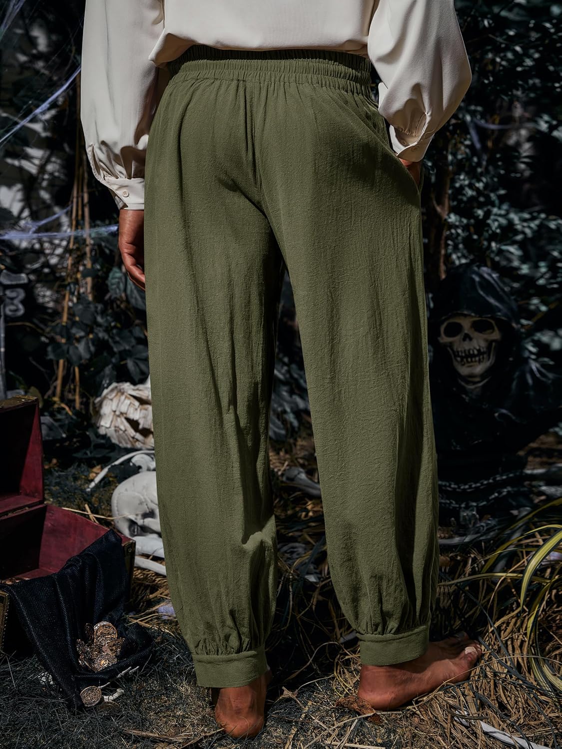 Runcati Mens Medieval Pirate Pants Renaissance Viking Knicker Colonial Halloween Cotton Gothic Costume Trousers - Image 3