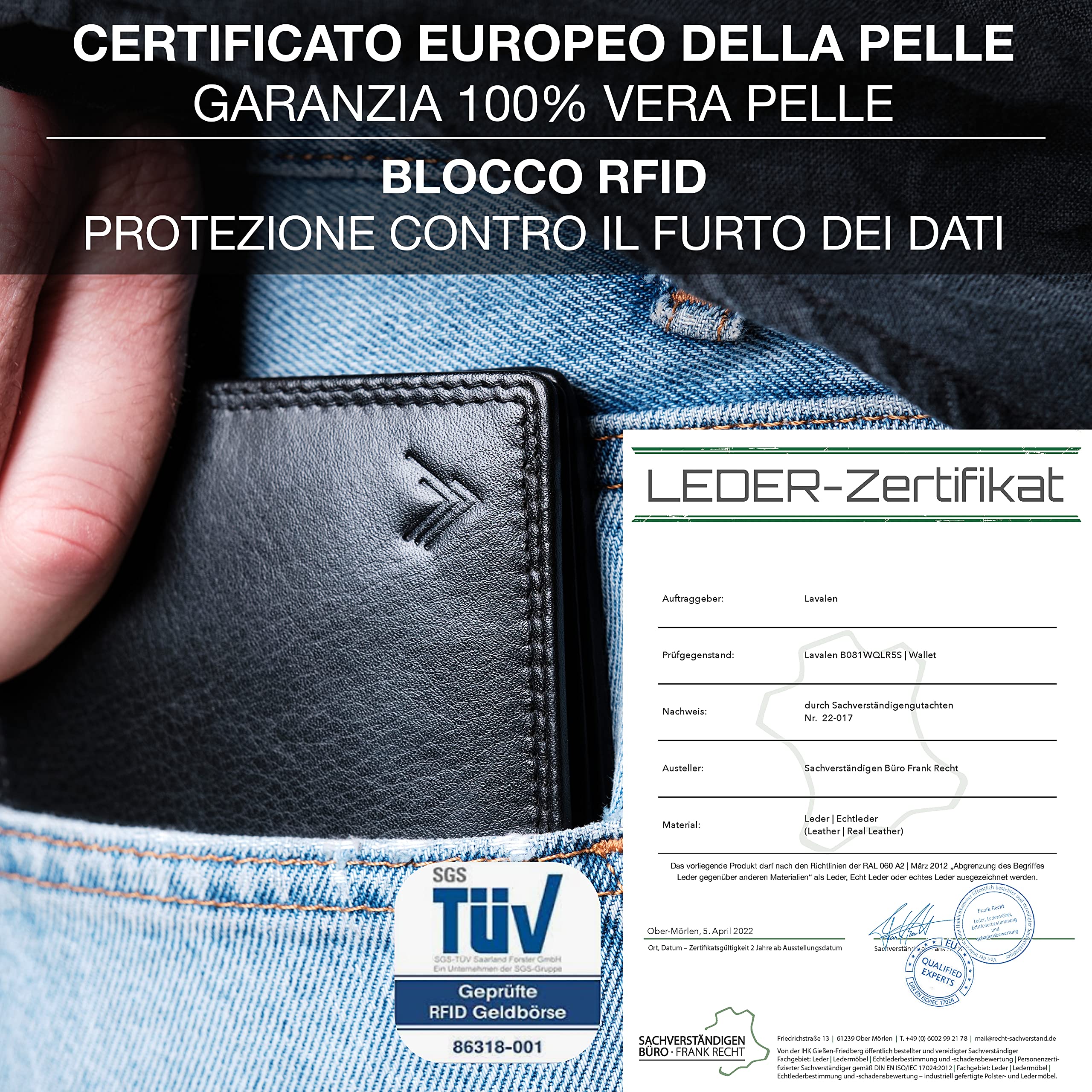 Portafoglio Slim in Pelle Vera con Blocco RFID - Porta Tessere Uomo con Portamonete - Idee Regalo