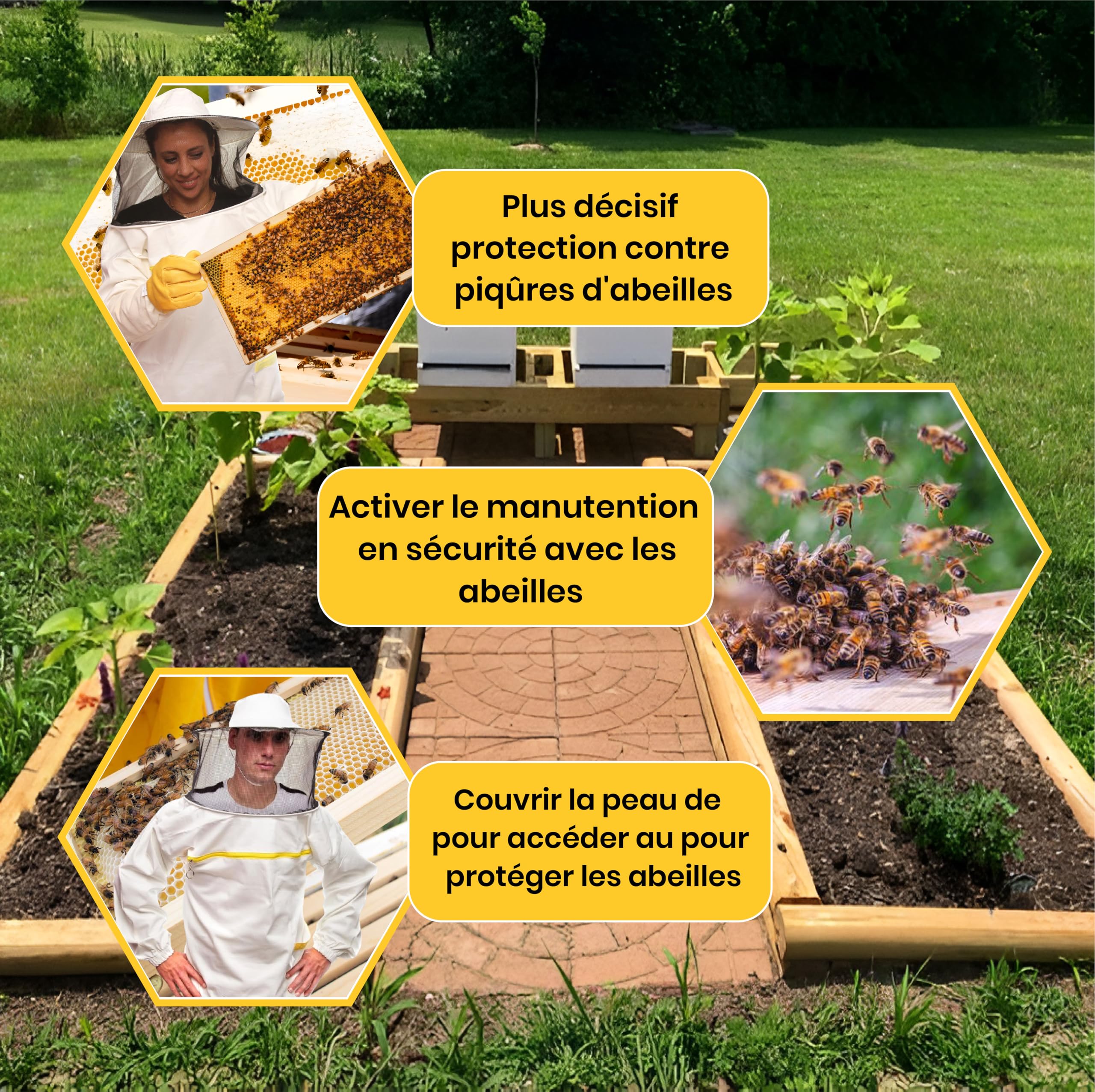 Vêtements apicoles de qualité Bee Art. Tenue avec bonnet rond, manches et élastique. Produit professionnel, matériel apicole, veste d'apiculteur, excellente protection pour les apiculteurs L