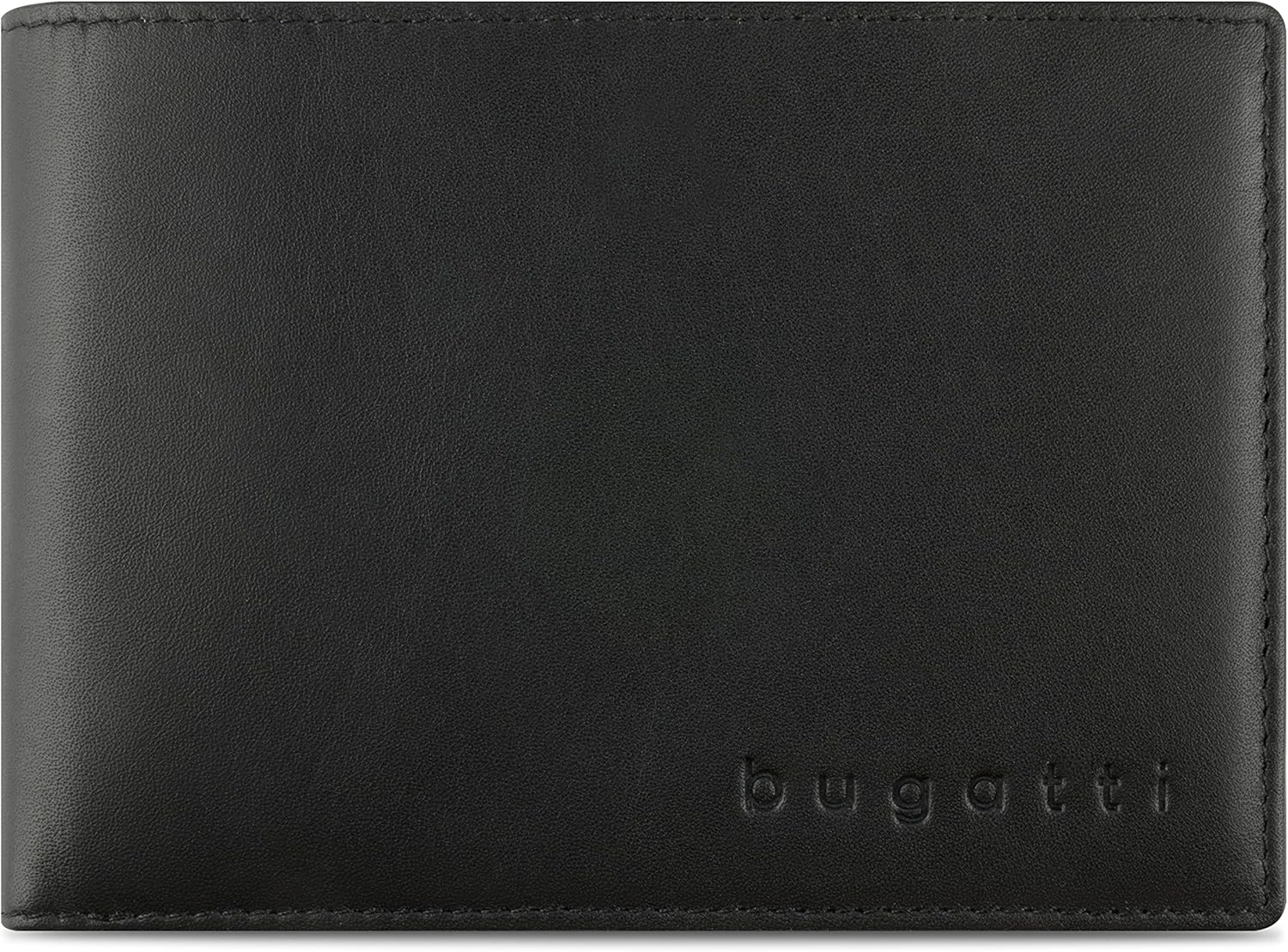 bugatti Super Slim Genuine Leather Wallet - Slim Wallet with RFID Protection, Black, black, Einheitsgröße, rfid wallet
