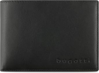 bugatti Super Slim Genuine Leather Wallet - Slim Wallet with RFID Protection, Black, black, Einheitsgroe, rfid wallet