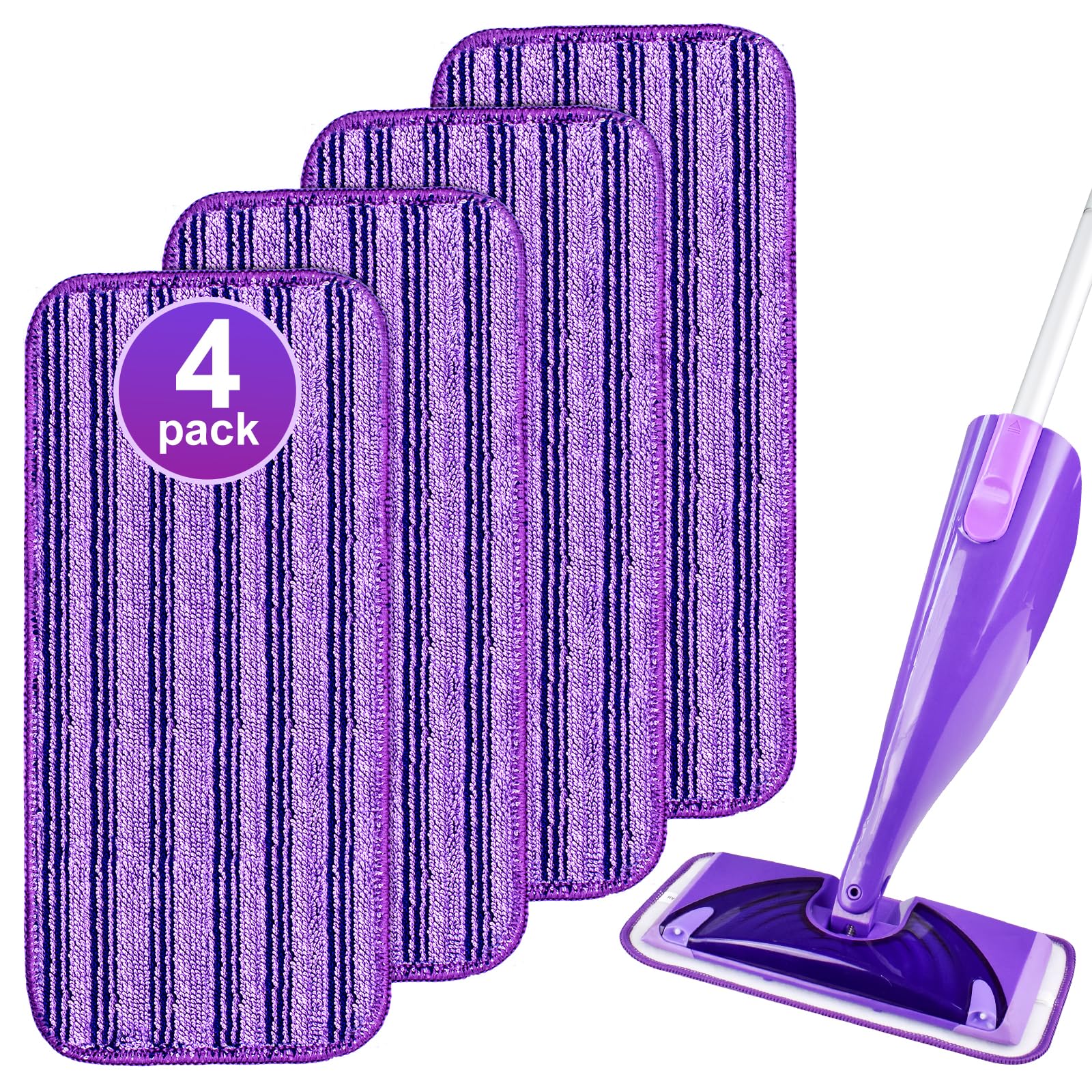 4 Pcs Replacement Mop Pad Reusable Compatible With Swiffer WetJet Wet and Dry Microfibre Mop Pad Cationic Material Suitable For a Wide Range of Floors