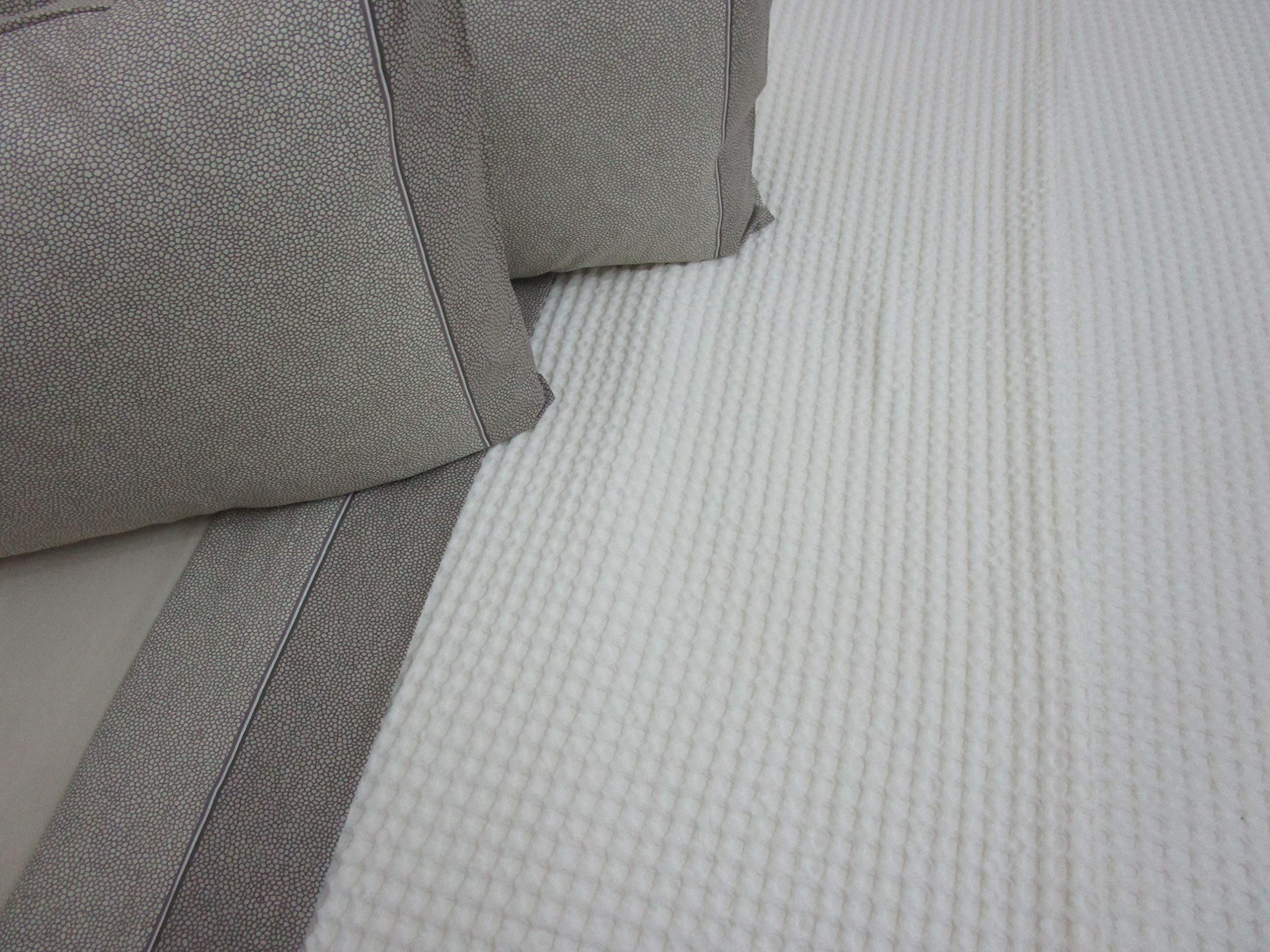 Trapunta Copriletto Primavera-Estate Singola 170X250 100% Puro Cotone in Nido d'Ape in Tinta Unita .Tutti i Colori.Novita' 2022!!!! (Bianco)