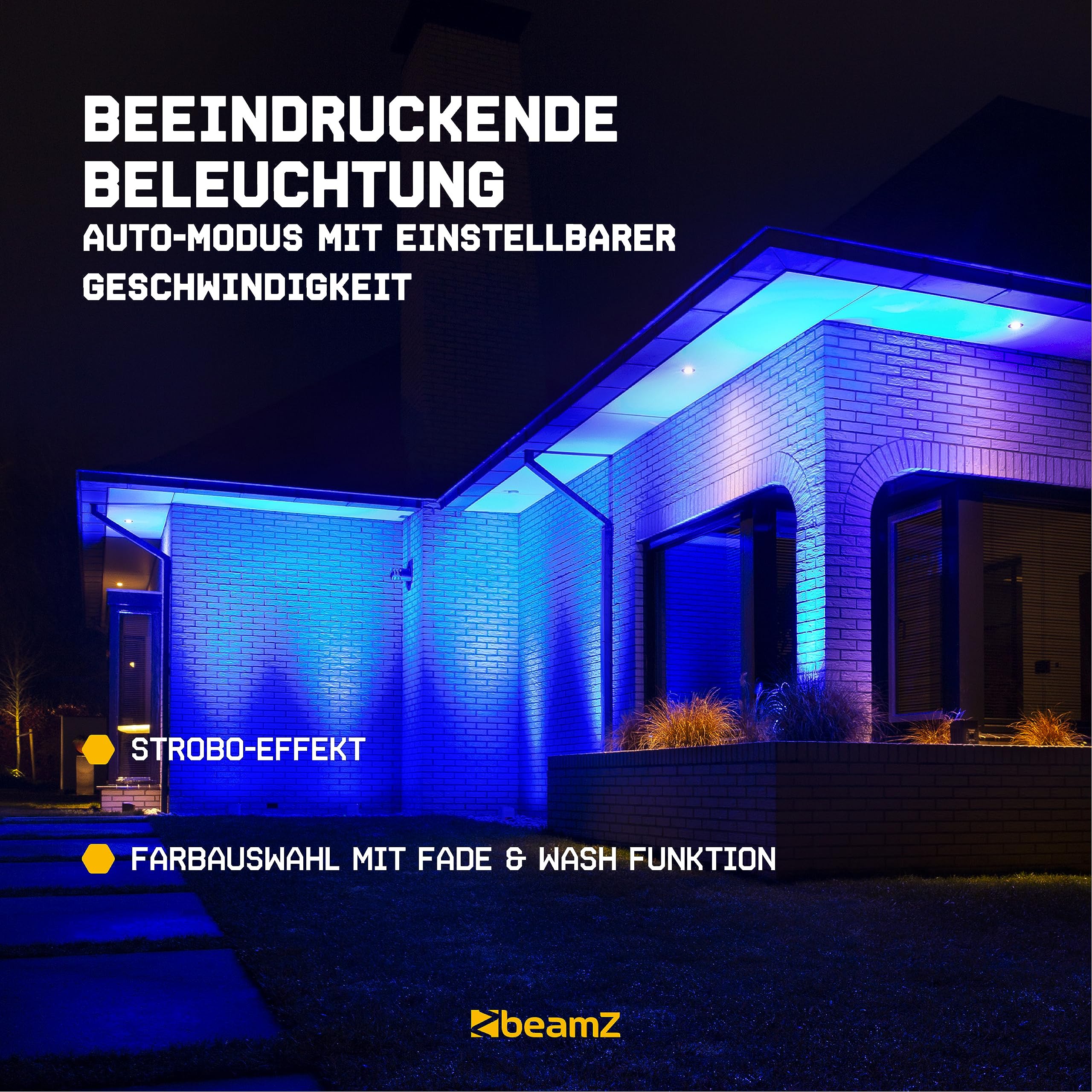 BeamZ BBP93 Akku LED Strahler 4er Set Uplight, 3x10 Watt Effektstrahler, RGB LED Spot, Bühnenbeleuchtung, Lichteffekte, Fernbedienung, Disco Licht, Partylicht Musikgesteuert, Ambiente Strahler