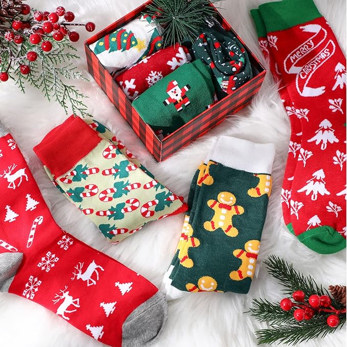 Paquete de 8 pares de calcetines navideños para adultos miniatura 3