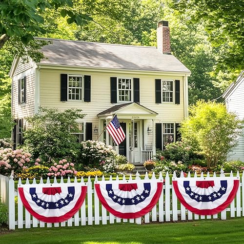 Miniatura 7 de Bandera de abanico plisada de Estados Unidos de 3 x 6 pies, bandera patriótica de Estados Unidos con medio abanico para decoración del 4 de julio